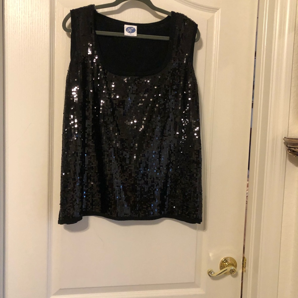 DG2 Diane Gilman Sequined tunic top stretch back